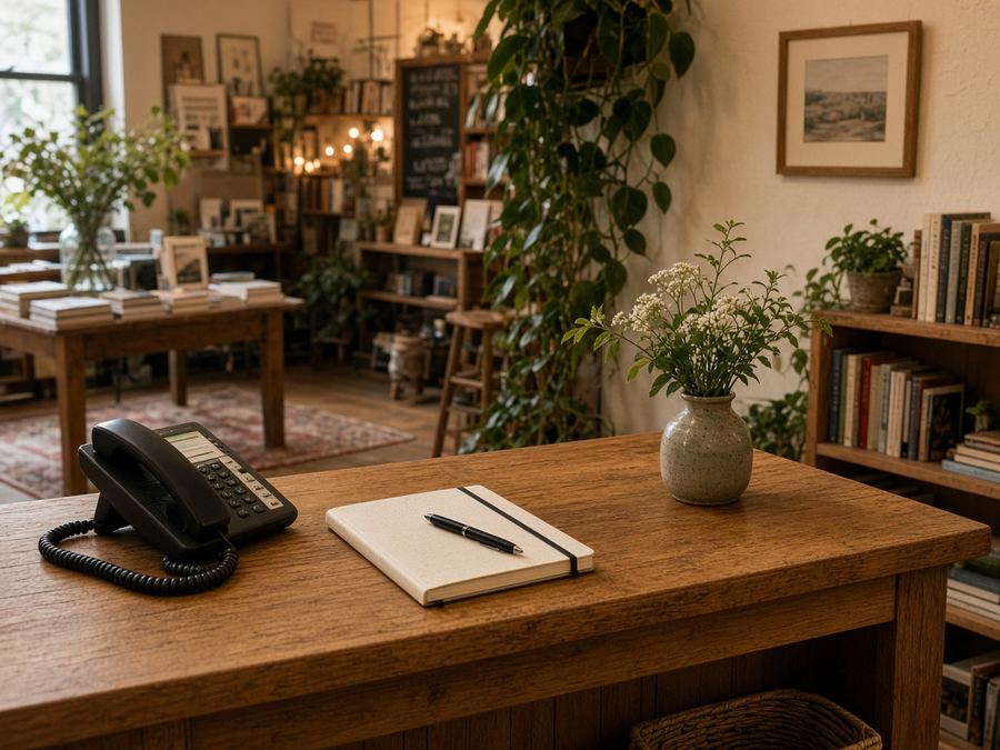 Contact desk at Megalilleg Studio in Portland